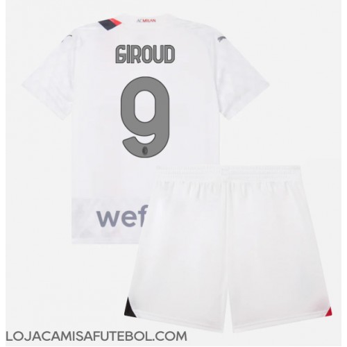 Camisa de Futebol AC Milan Olivier Giroud #9 Equipamento Secundário Infantil 2023-24 Manga Curta (+ Calças curtas)